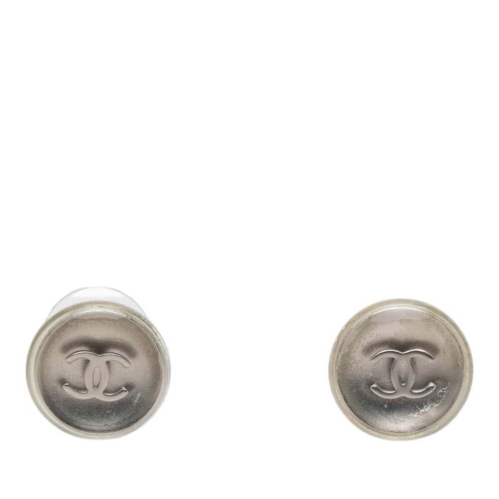 Chanel Cc Logo Stud Earrings Silver- #299502C44B